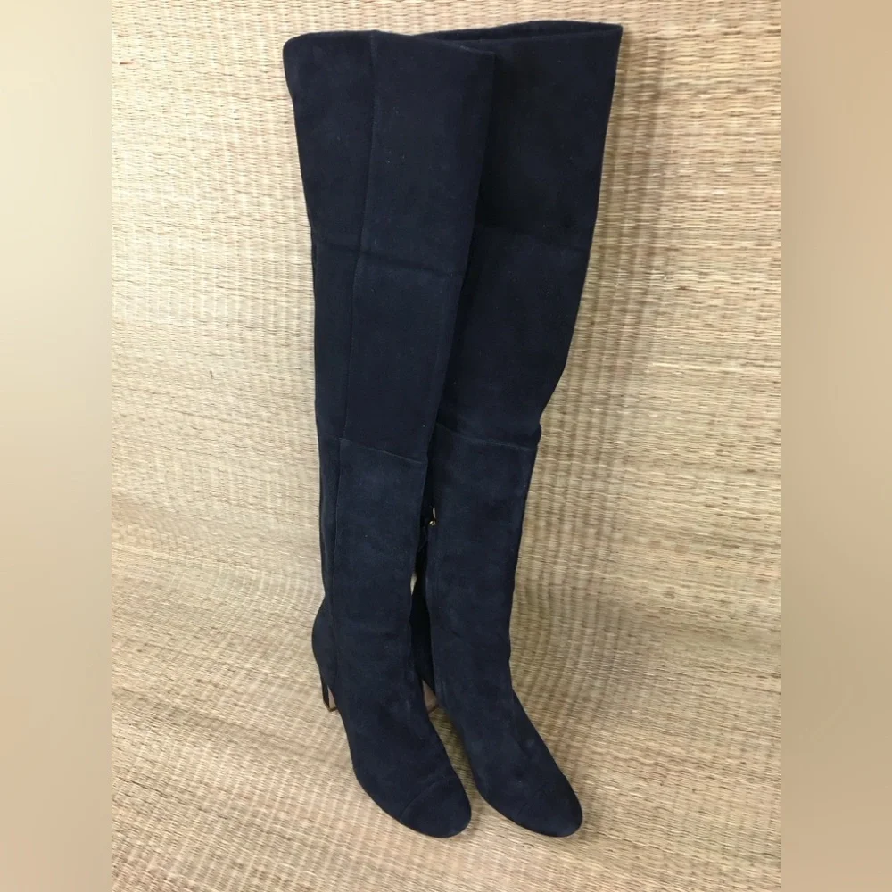 Authentic Chanel Black Suede Over-the knee Riding Boots - Size 38 (US 7 - 7.5)